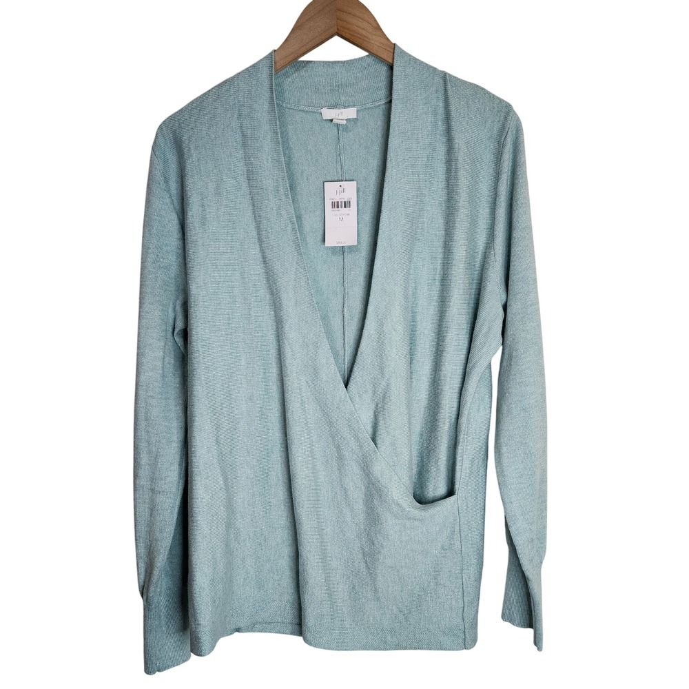 J. Jill Sweater Women's Medium Faux Wrap Long‎ Sleeve Blue NWT